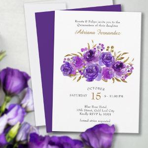 Purple Rose and Gold Leaf Quinceanera
