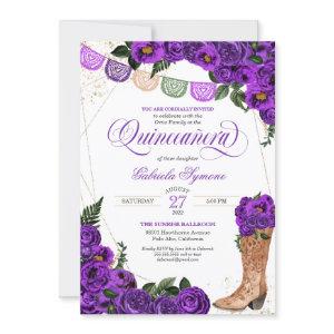 Purple Rose Charra Cowgirl Boots Quinceañera