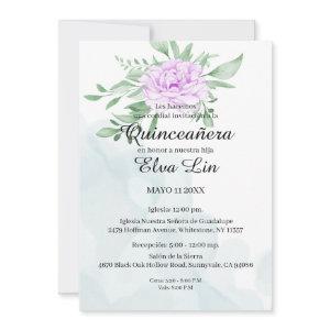 Purple Rose Eucalyptus Quinceanera Save The Date