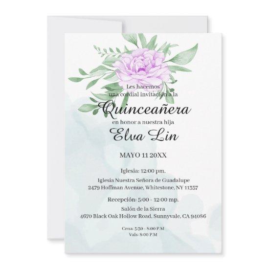 Purple Rose Eucalyptus Quinceanera Save The Date
