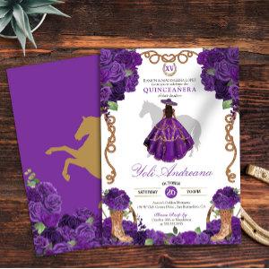 Purple Rose Western Charra Vestidos Quinceanera
