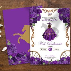 Purple Rose Western Ranchera Quinceanera