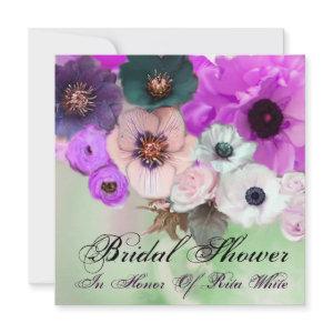 PURPLE  ROSES AND ANEMONE FLOWERS BRIDAL SHOWER