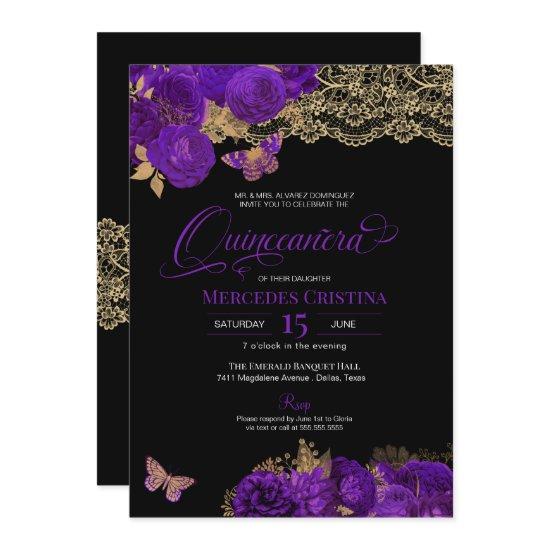 Purple Roses and Lace Butterfly Quinceañera