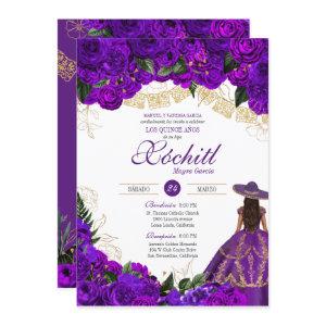 Purple Roses Elegant Emerald Charro Quinceanera