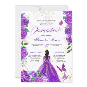Purple Roses Floral Butterfly Mariposa Quinceanera