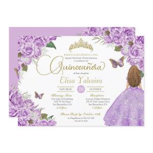 Purple Roses Gold Tiara Butterfly Elegant Quince