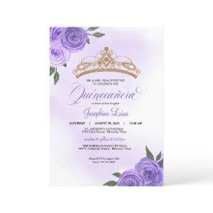 Purple Roses Golden Tiara Quinceañera Birthday