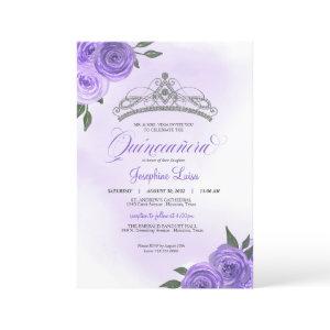 Purple Roses Silver Tiara Quinceañera Birthday