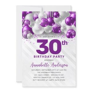 Purple Silver Balloon Glitter Any Age Birthday