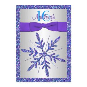 Purple, Silver, Blue Snowflake Birthday