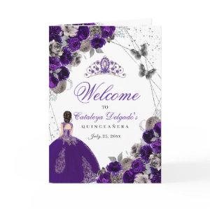 Purple Silver Butterfly Quinceanera Program