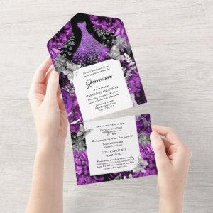 Purple silver butterfly sparkling gown birthday all in one