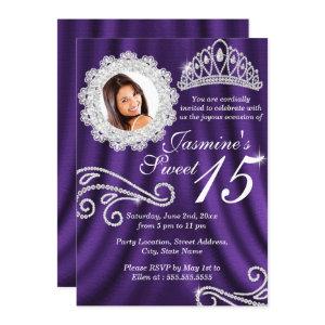 Purple Silver Diamond Tiara Photo Quinceanera