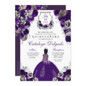 Purple & Silver Floral Elegant Quinceañera
