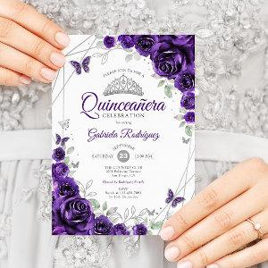 Purple Silver Floral Quinceanera