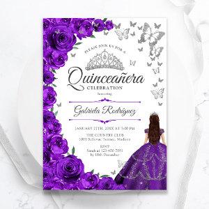 Purple Silver Floral Quinceanera