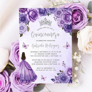 Purple Silver Floral Watercolor Quinceañera