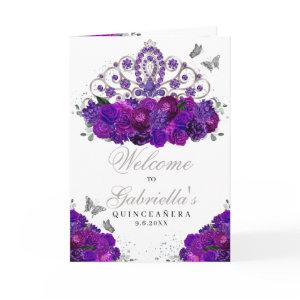 Purple Silver Princess Tiara Quinceanera Program