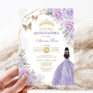 Purple Silver Quinceañera Butterfly Princess Party