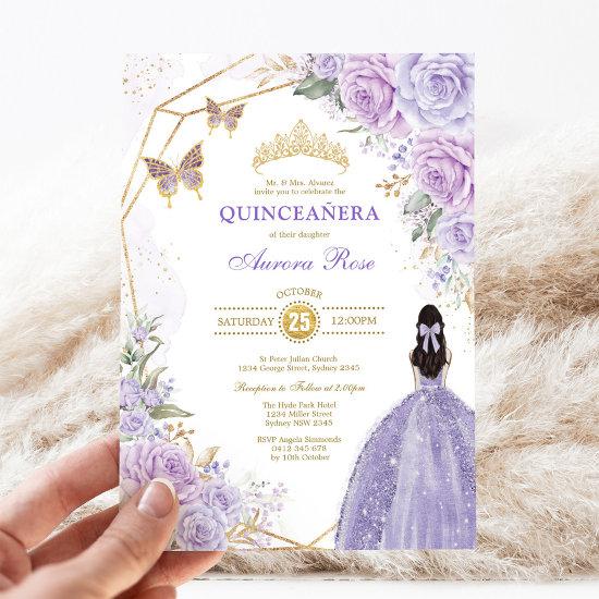 Purple Silver Quinceañera Butterfly Princess Party