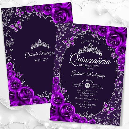 Purple Silver Quinceanera