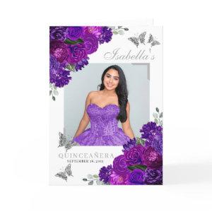 Purple & Silver Quinceanera Tiara Butterflies Program