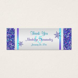 Purple, Silver Snowflakes Quinceanera Favor Tag