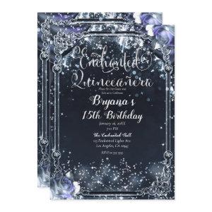 Purple Silver Sparkle Lights Roses Quinceañera