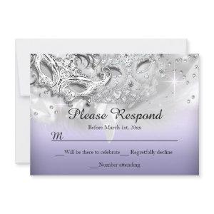 Purple & Silver Sparkle Masquerade RSVP Reply