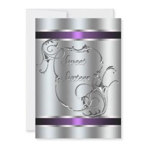 Purple Silver Swirl Elegant Sweet Sixteen