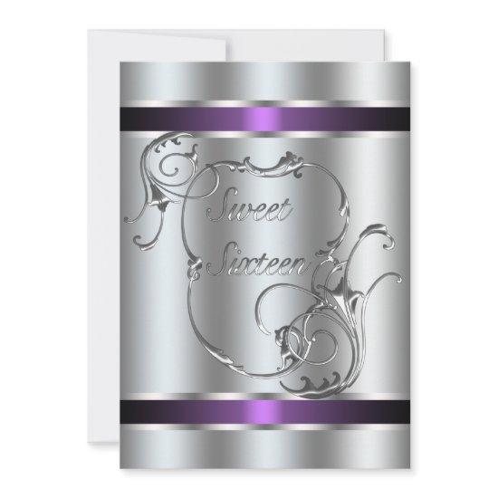 Purple Silver Swirl Elegant Sweet Sixteen