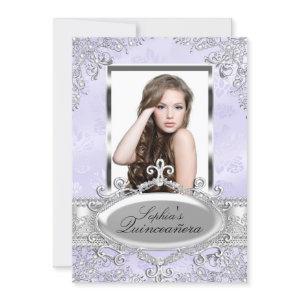 Purple Silver Vintage Glamour Photo Quinceanera