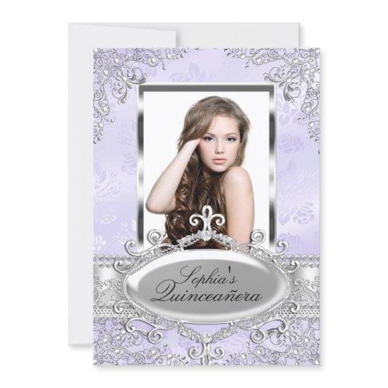Purple Silver Vintage Glamour Photo Quinceanera