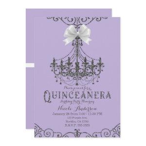 Purple & Silver White Bow Quinceañera 15 15th
