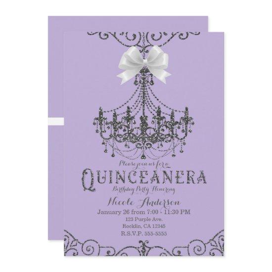 Purple & Silver White Bow Quinceañera 15 15th