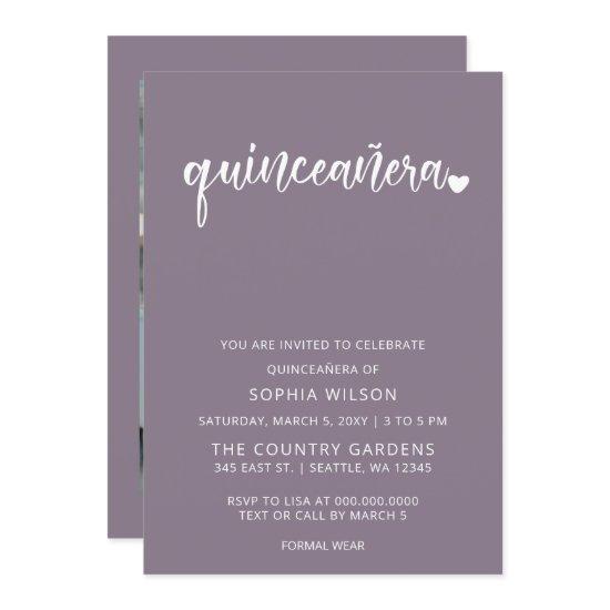 Purple Simple Script Quinceanera Photo