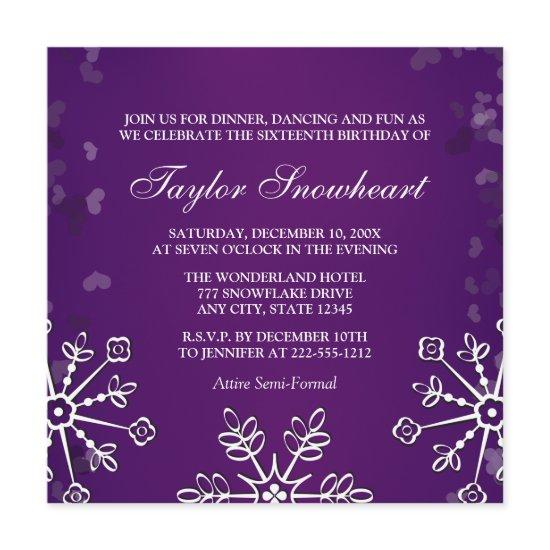 PURPLE SNOWFLAKE SWEET SIXTEEN BIRTHDAY