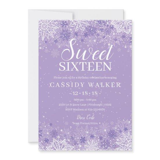 Purple Snowflake Winter Wonderland Sweet Sixteen