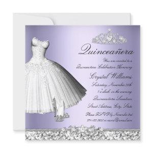 Purple Sparkle Glitter Dress & Heels Quinceanera