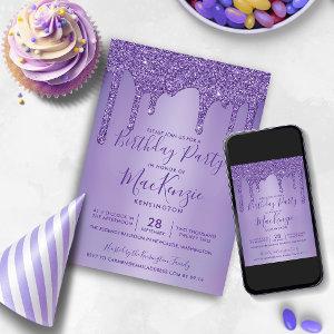 Purple Sparkle Glitter Drips Any Year Birthday