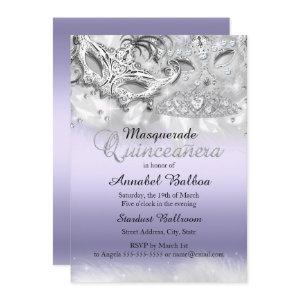 Purple Sparkle Masquerade Quinceanera Invite