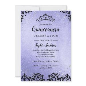Purple Sparkle Tiara Damask Quinceanera