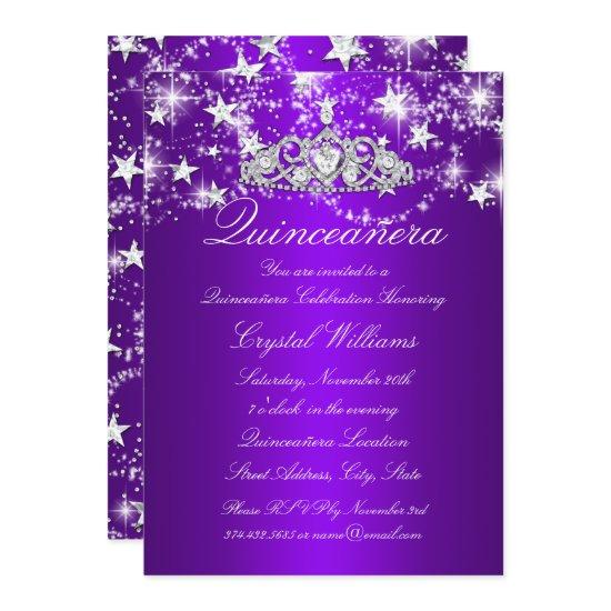Purple Sparkle Tiara & Stars Quinceanera