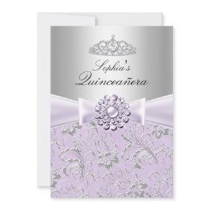 Purple Swirl & Tiara Quinceanera Announcements