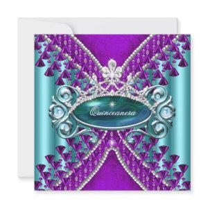 Purple Teal Blue Quinceanera 15th Birthday Party