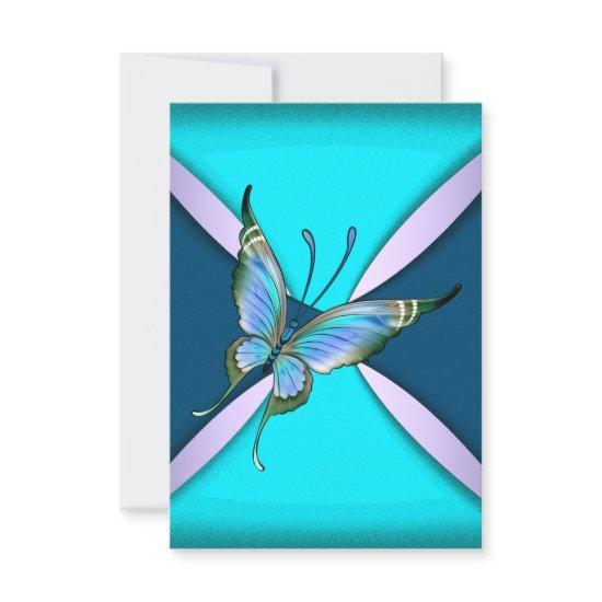Purple Teal Butterfly RSVP Save the Date