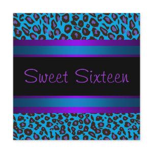 Purple Teal Leopard Sweet 16 Birthday Party