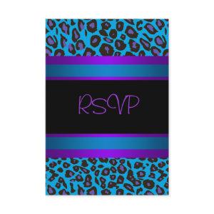 Purple Teal Leopard Sweet 16 Birthday Party RSVP