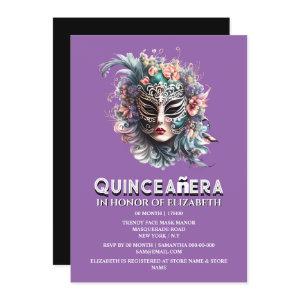 Purple teal masquerade theme quinceanera birthday